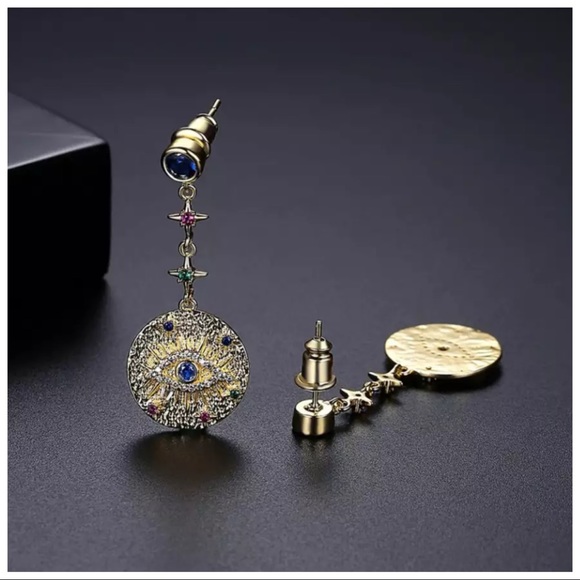 Crystal Evil Eye Lightweight Earrings - Picture 5 of 6